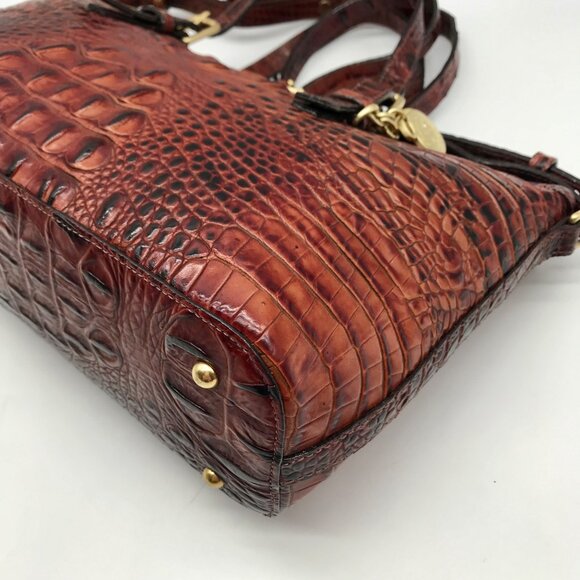 Brahmin Pecan Melbourne Croc Embossed Leather Asher Convertible Satchel - Picture 6 of 10